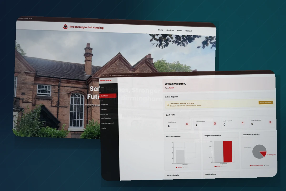 Layered public website and administration portal interfaces.